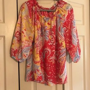 💐CHAPS silky L/S top Sz L. Gorgeous colors!